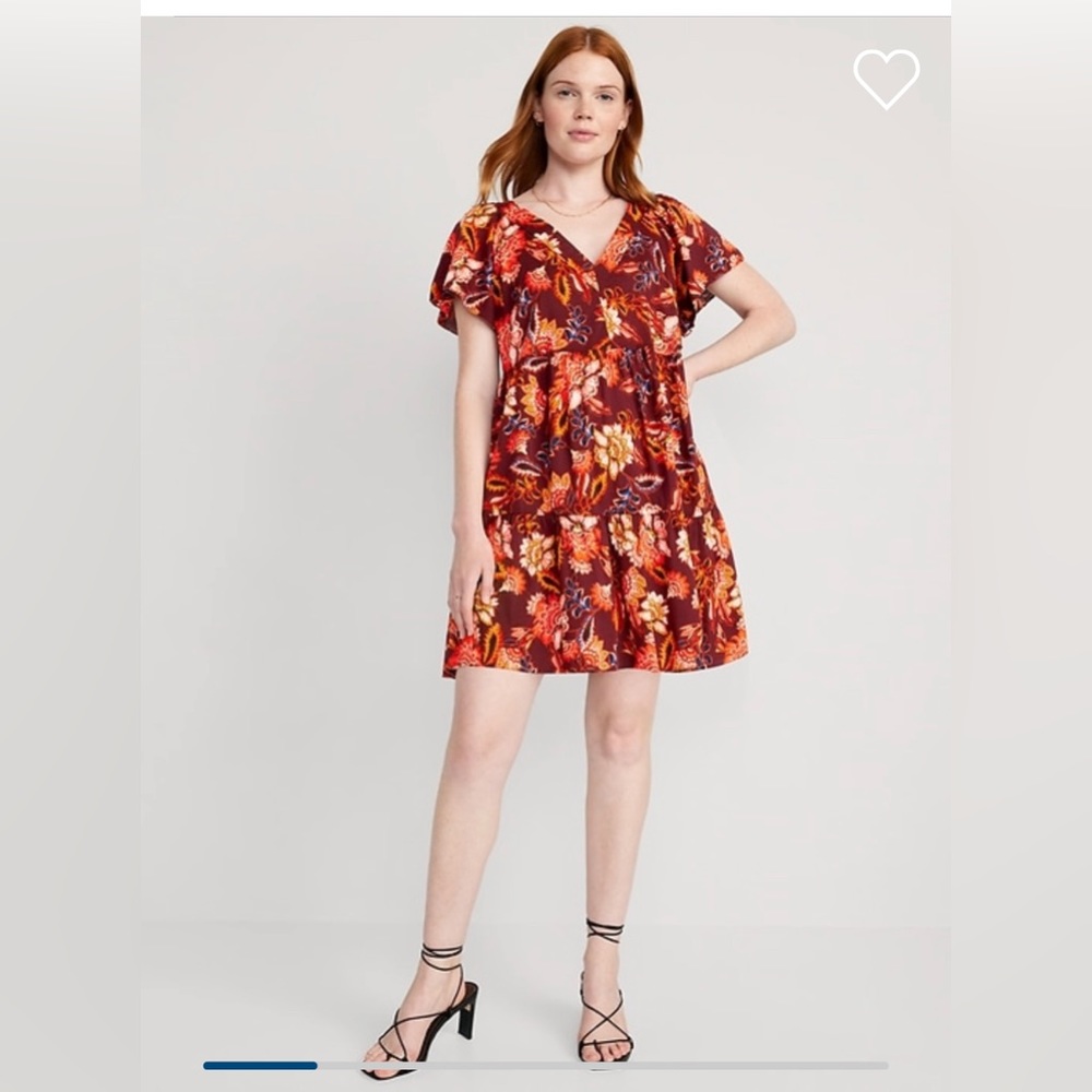 Old Navy Floral V-Neck Tiered Swing A Line Summer Dress, Size Large L NWT